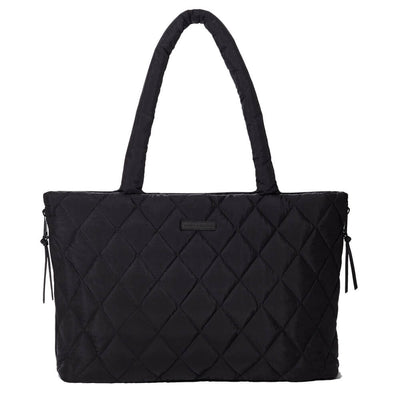 Poppy & Peonies Quilted Tote It Black