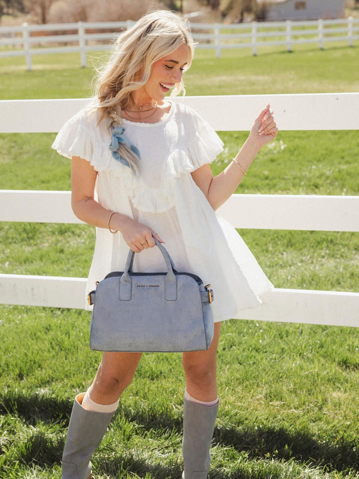 Mini Uptown Tote Light Blue Suede