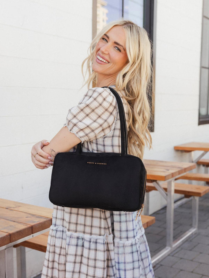 The Darling Satchel Black Suede