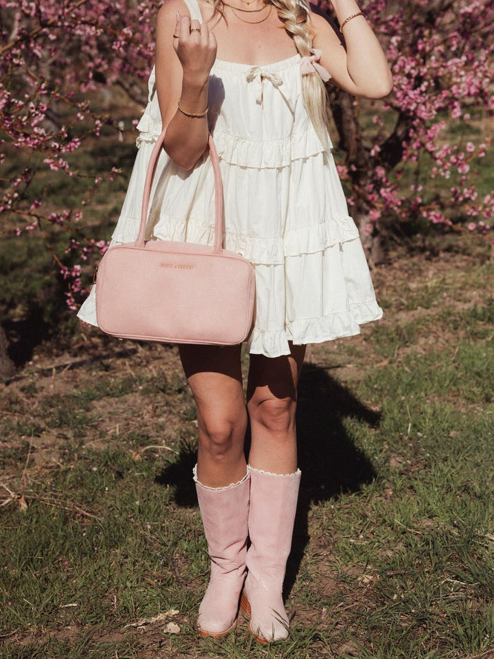 The Darling Satchel Blush Suede