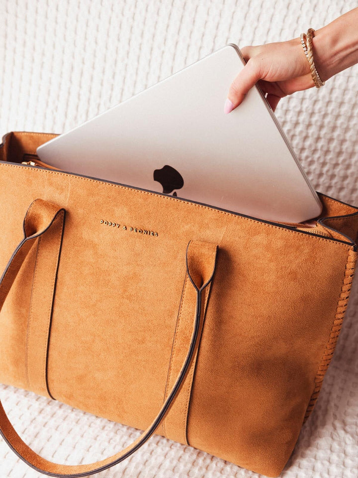 The Meadow Tote Cognac Suede