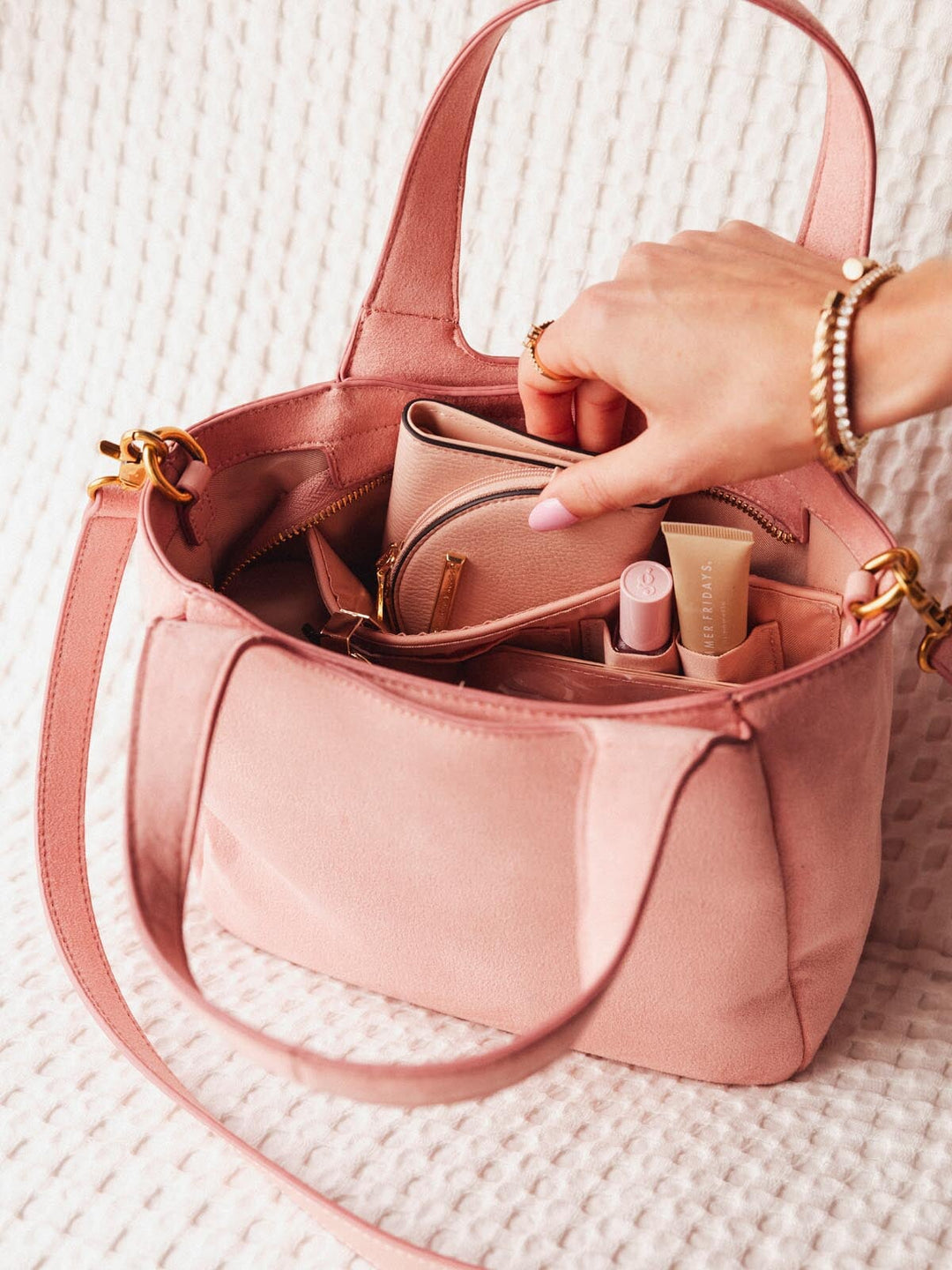 The Pick Me Up Tote Blush Suede