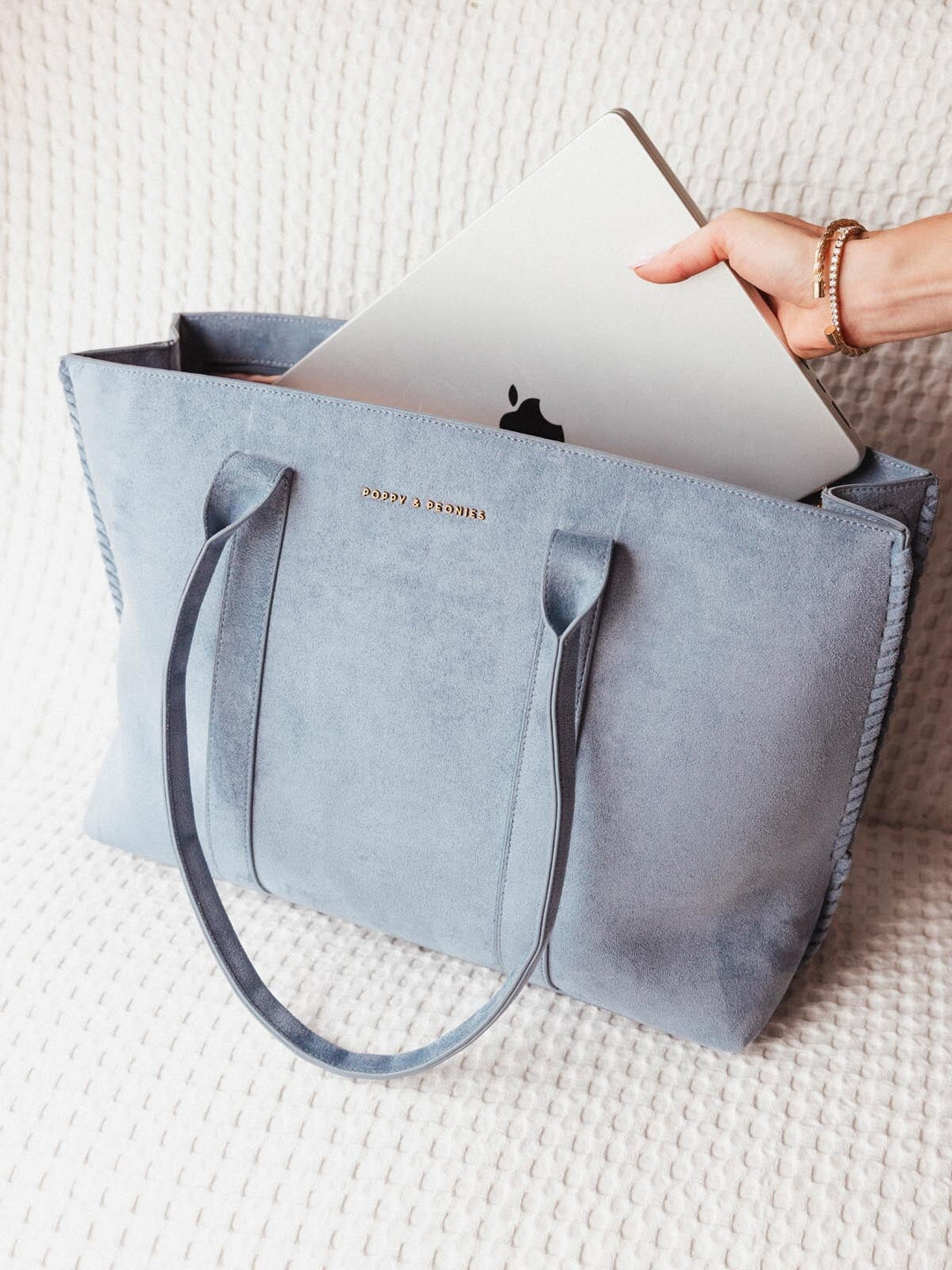The Meadow Tote Light Blue Suede