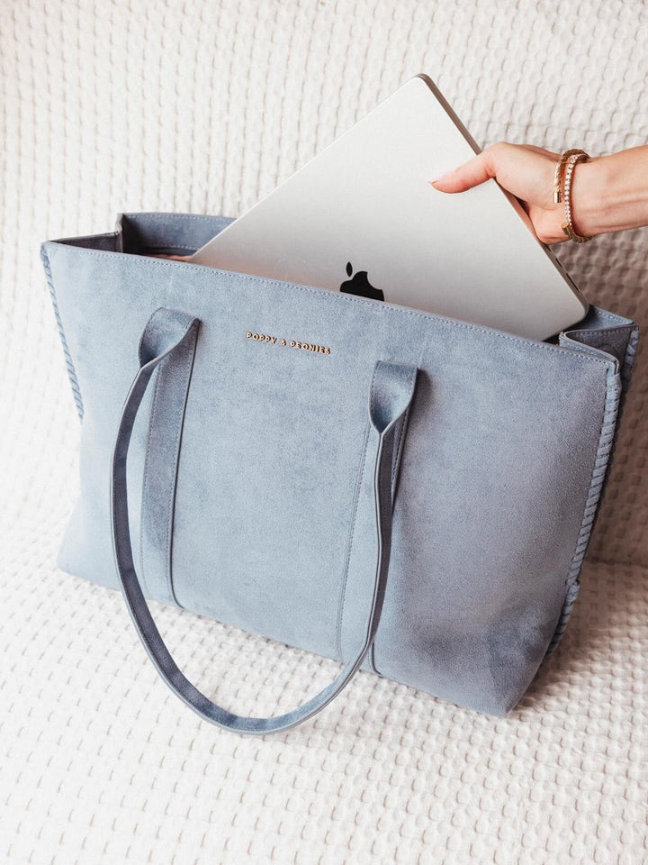 The Meadow Tote Light Blue Suede