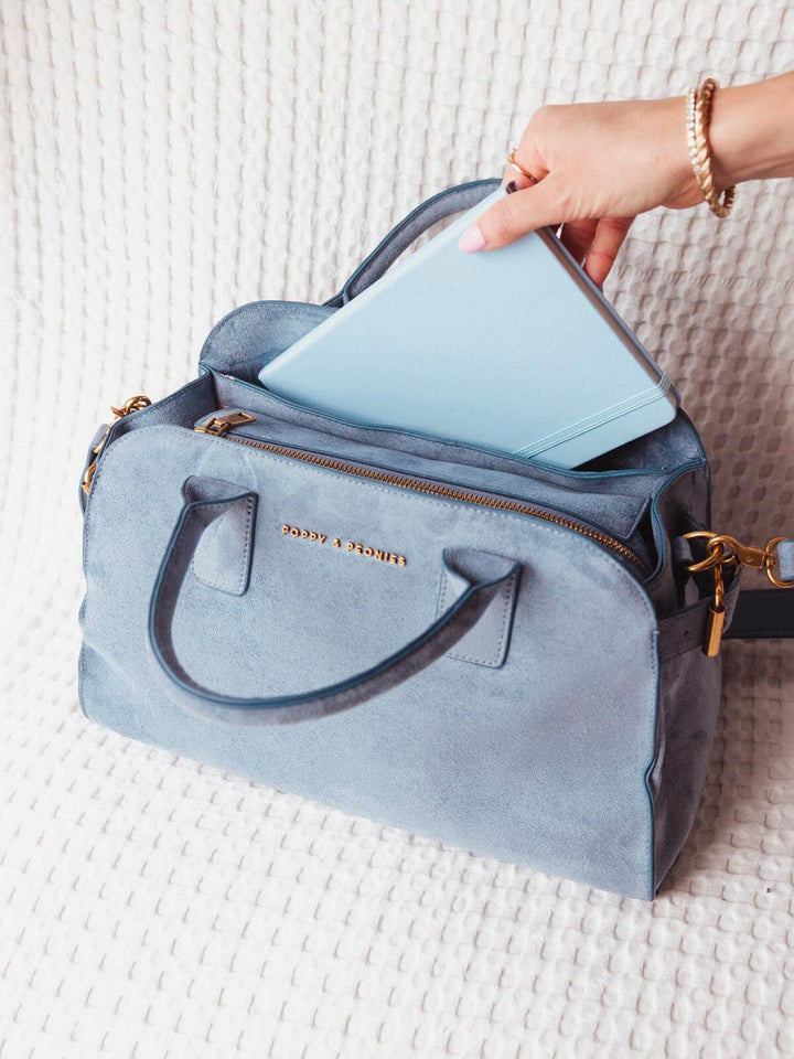 Mini Uptown Tote Light Blue Suede