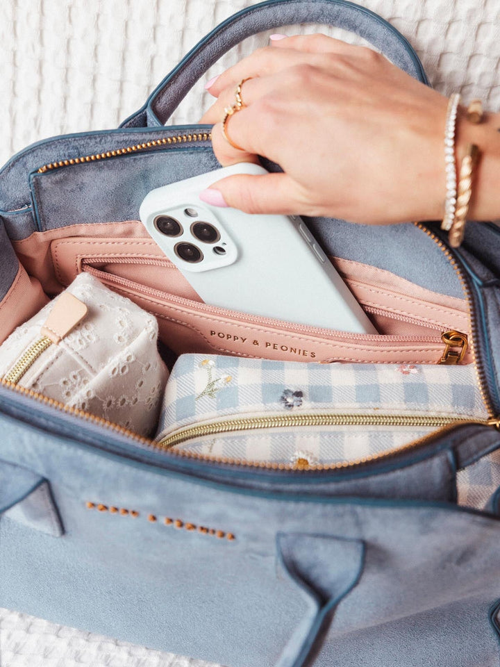Mini Uptown Tote Light Blue Suede