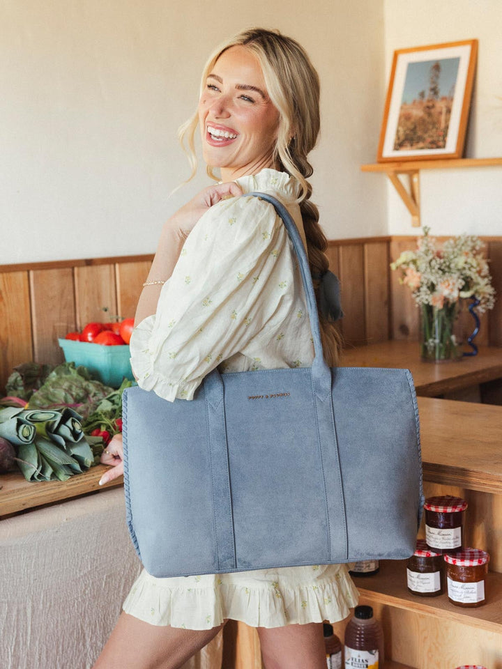 The Meadow Tote Light Blue Suede