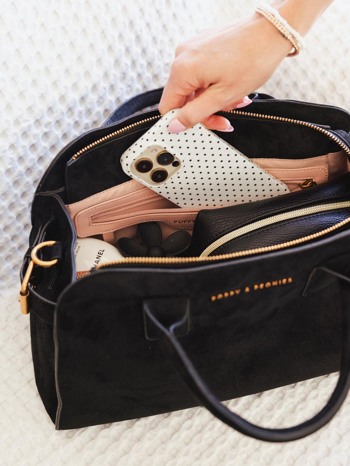 Mini Uptown Tote Black Suede