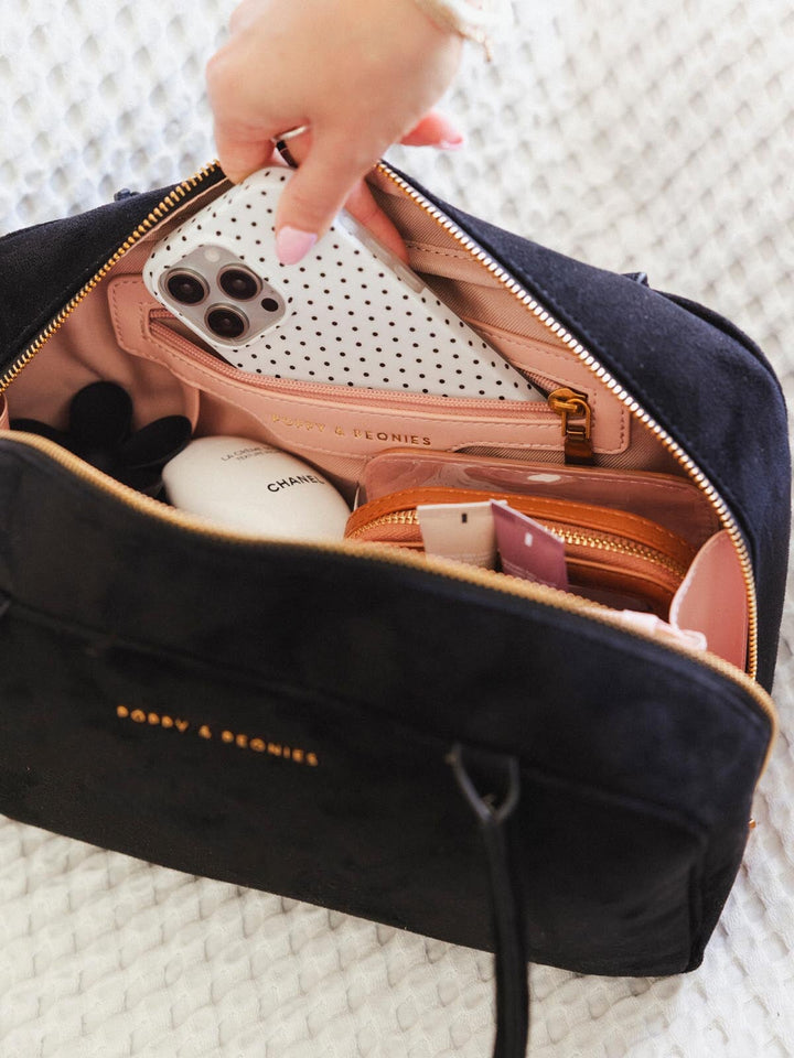 The Darling Satchel Black Suede