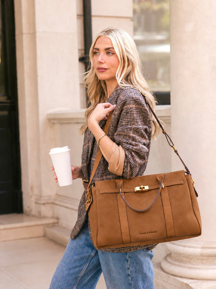 Effortless Tote Cognac Suede