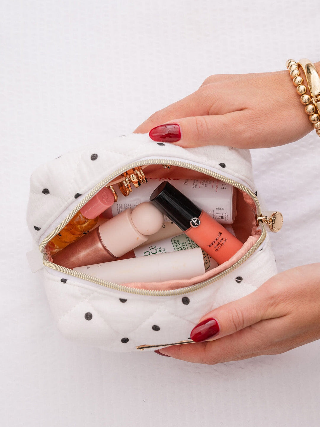 Quilted Cosmetic Case Polka Dot