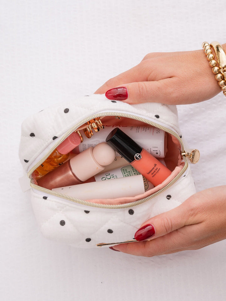 Quilted Cosmetic Case Polka Dot