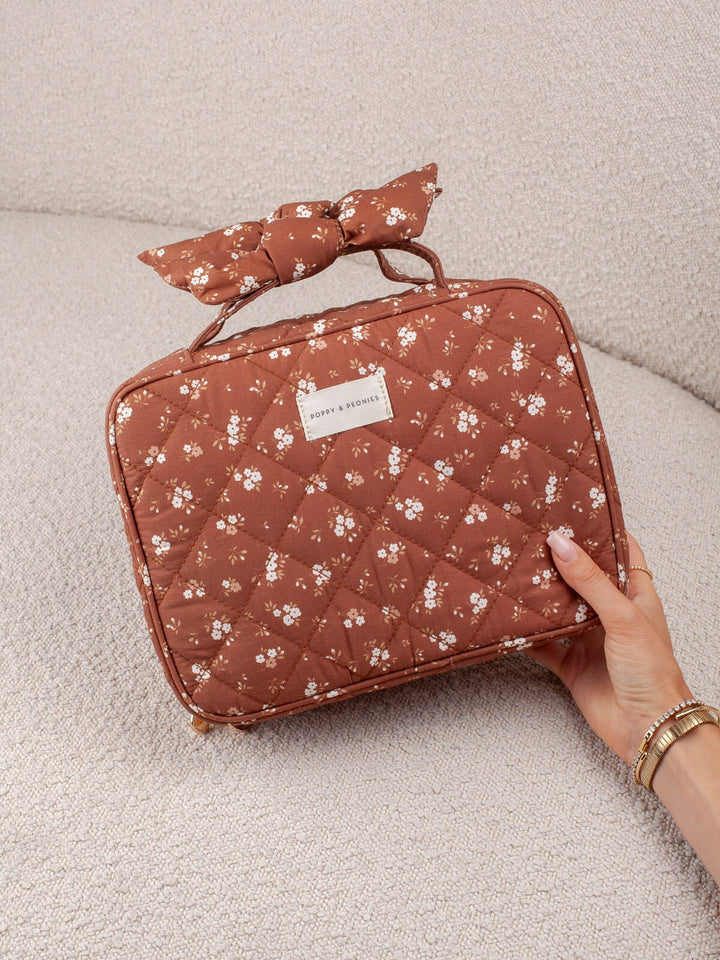 Hook Me Up Cosmetic Case Brown Floral
