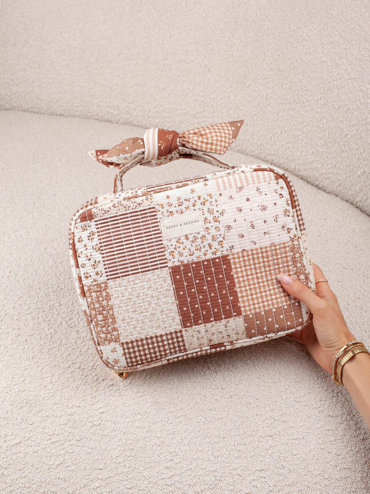 Hook Me Up Cosmetic Case Brown Patchwork