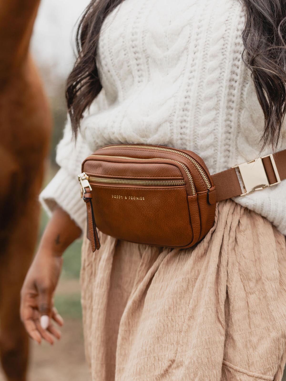 On The Run Belt Bag Vegan Leather Chestnut | Poppy and Peonies