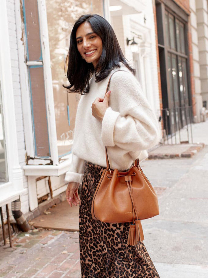 Pulled Together Bucket Bag Cognac