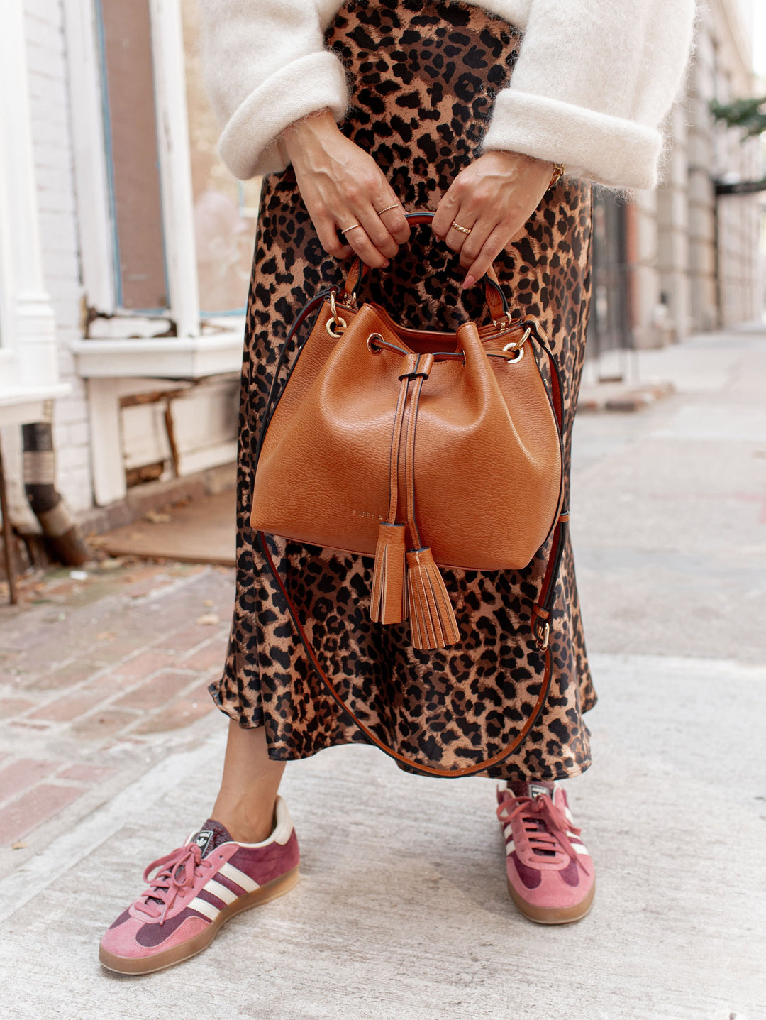 Pulled Together Bucket Bag Cognac