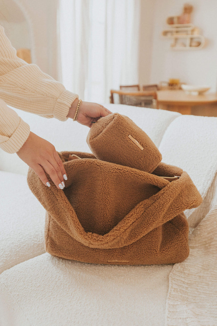 Poppy & Peonies Haul it Hobo Faux Fur Camel