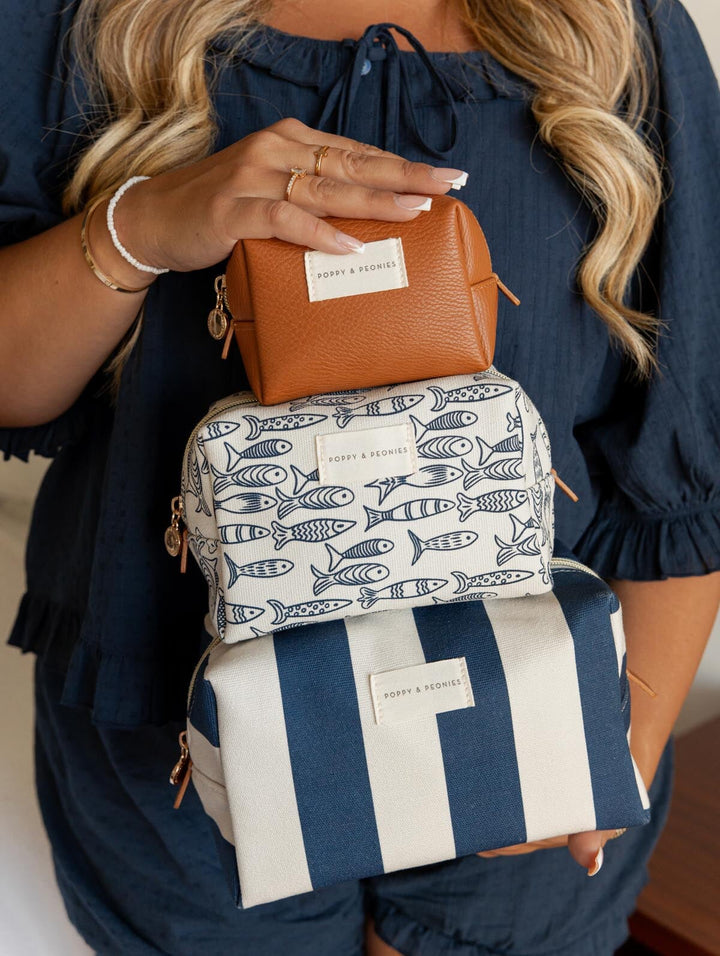 Cosmetic Trio Navy Stripe