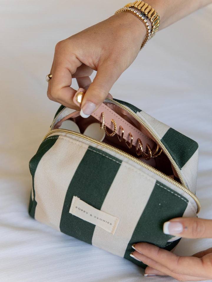 Green Stripe Cosmetic Case