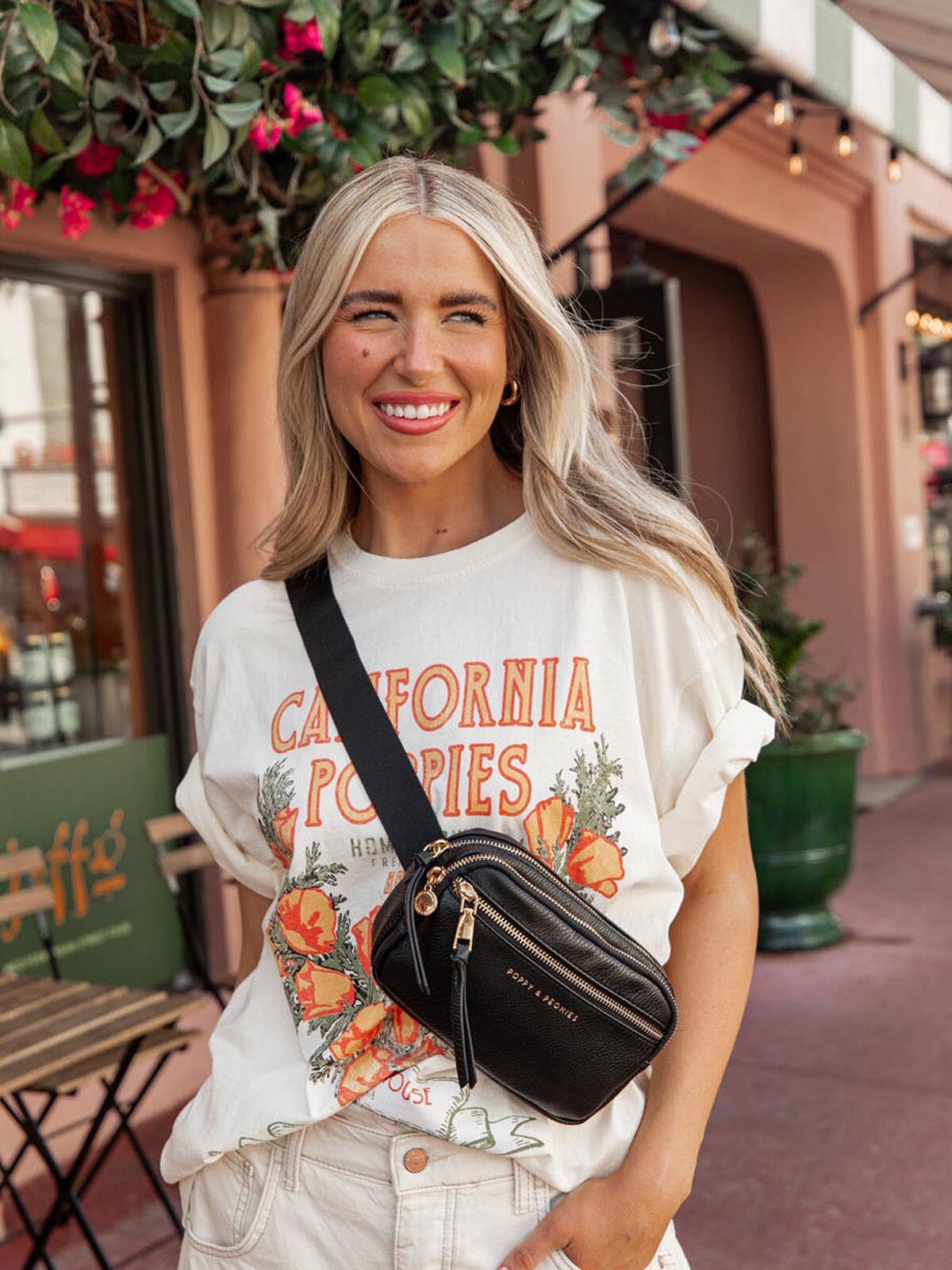 On The Run Belt Bag Vegan Leather Black | Poppy and Peonies