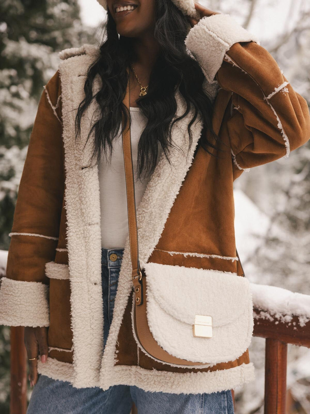 The Icon Crossbody Teddy Faux Fur Cream