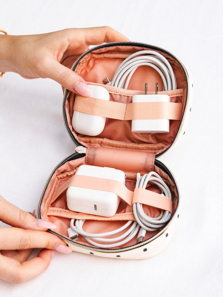 Open case with charging cables in it