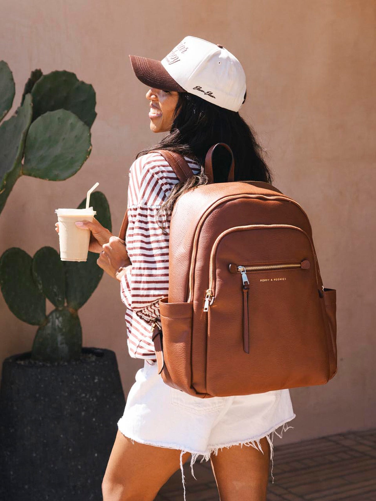 Detour Backpack – Chestnut – Poppy & Peonies