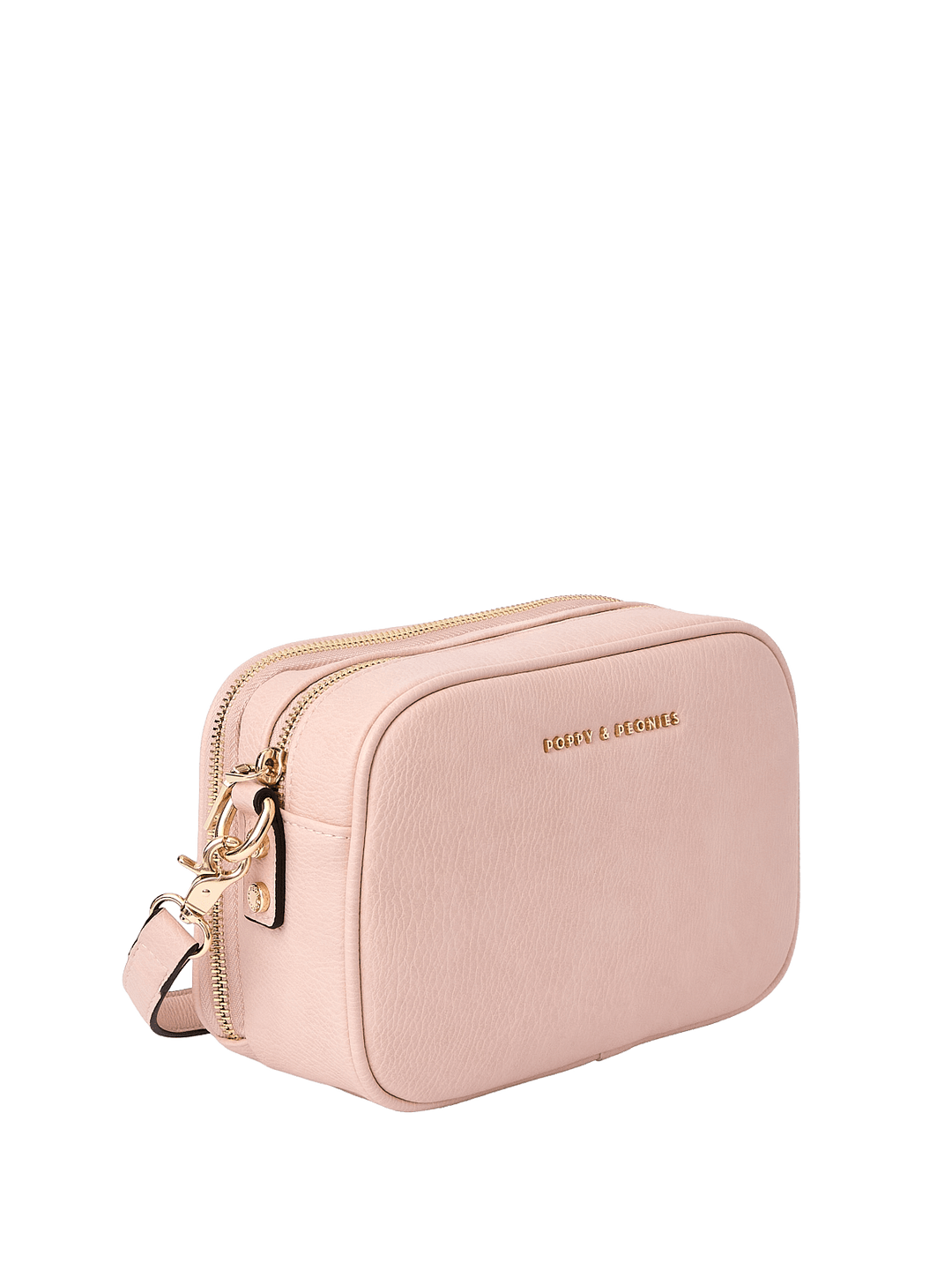 Light pink vegan leather crossbody bag with detachable strap