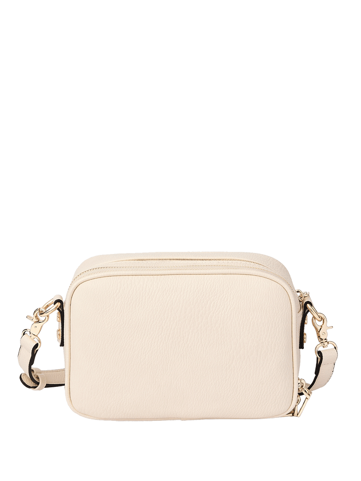 Cream vegan leather crossbody bag with a detachable strap