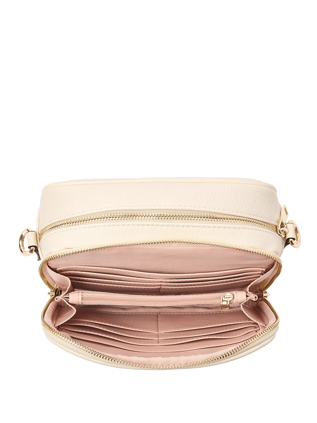 Cream vegan leather crossbody bag with a built in wallet