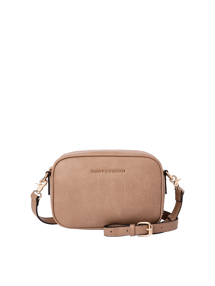 24/7 Crossbody in Taupe with adjustable crossbody strap
