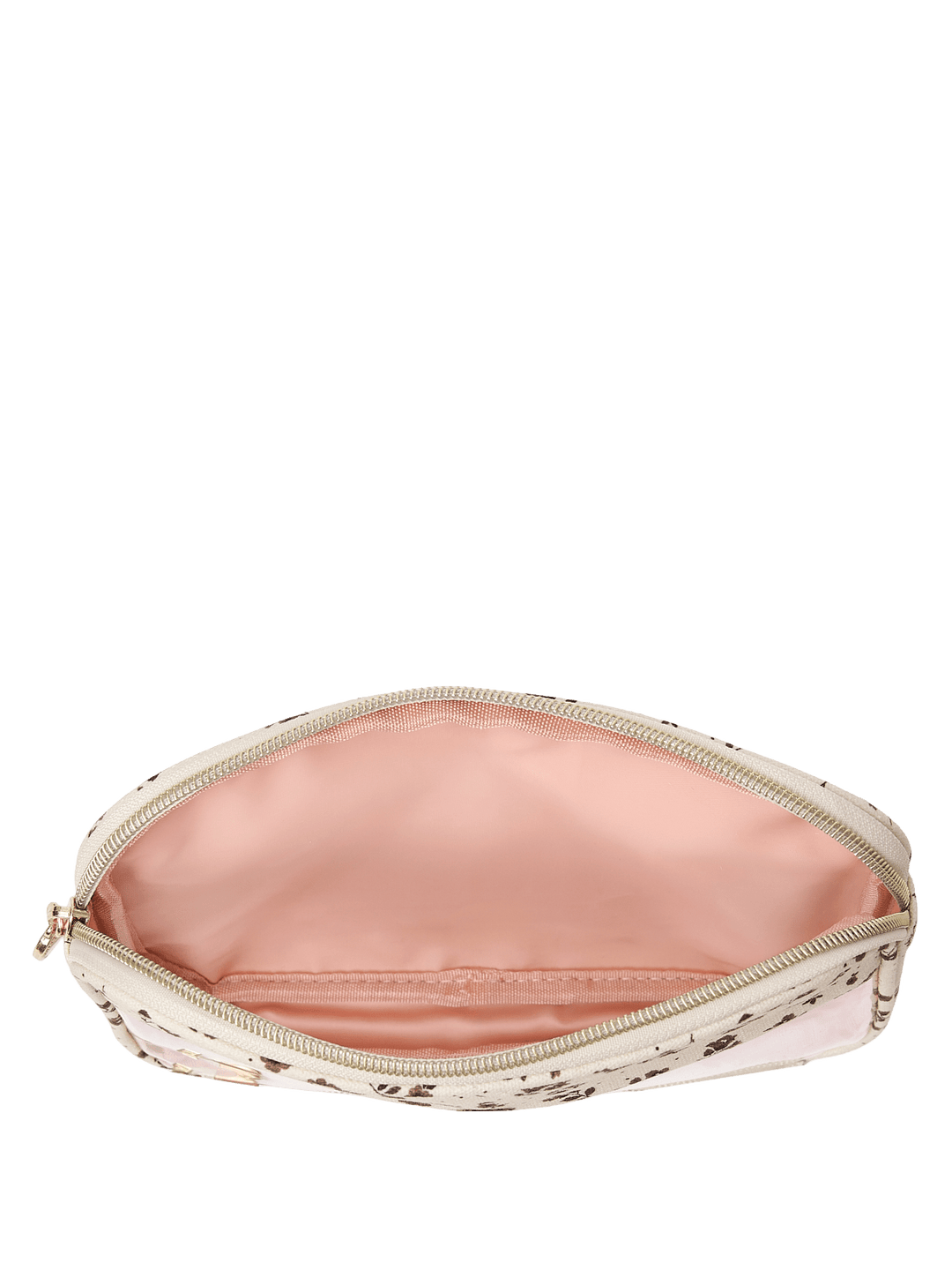 Interior of a floral pattern travel case