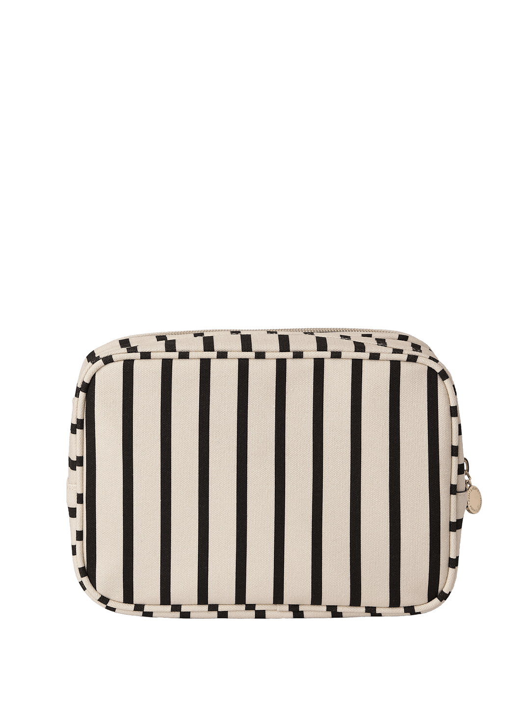 Rectangular pouch with black and white striped pattern