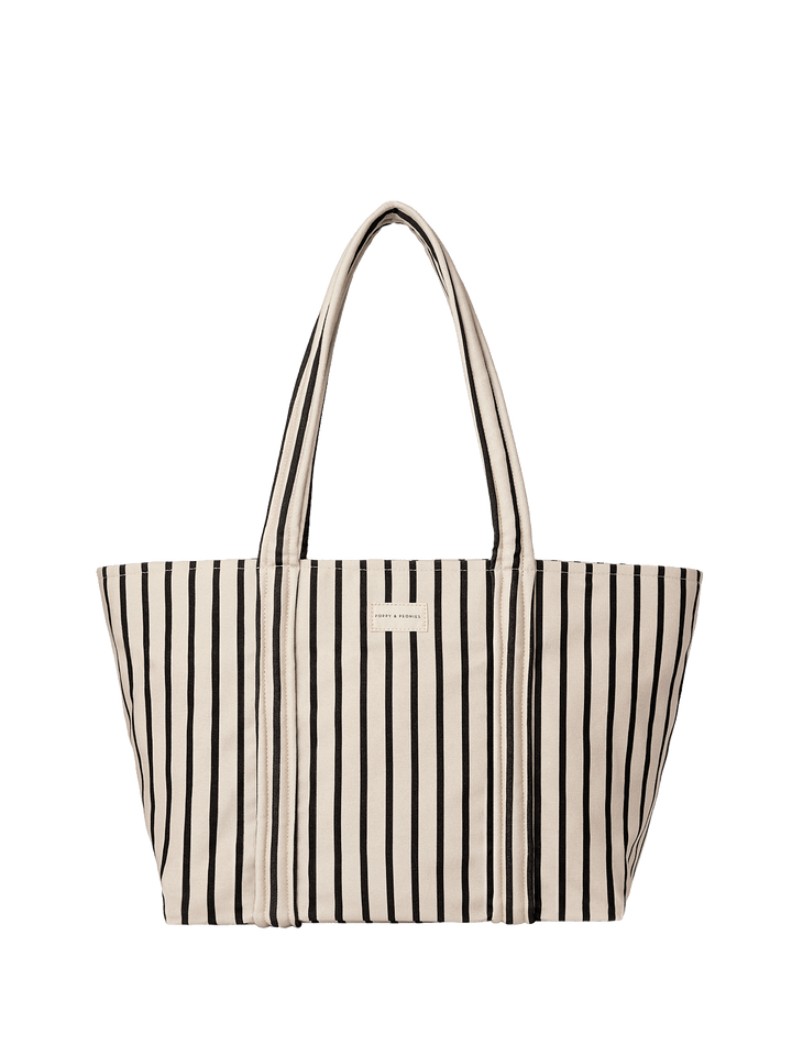Black and white striped tote bag 