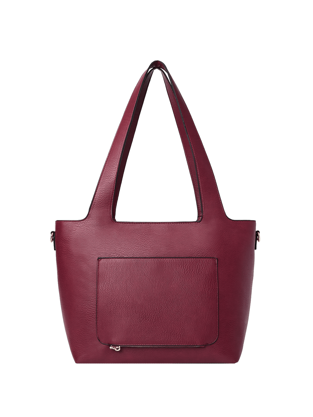Berry coloured vegan leather tote bag with gold hardware