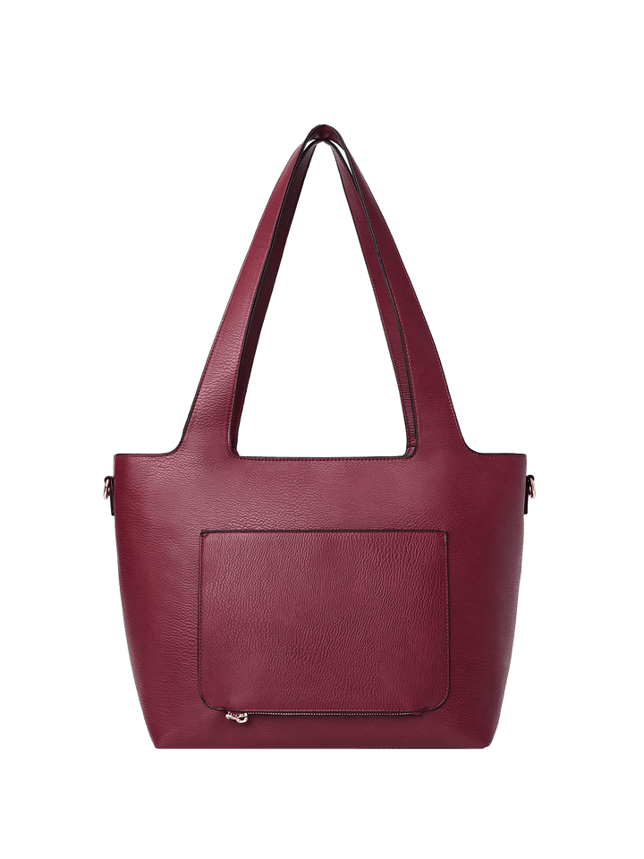 Berry coloured vegan leather tote bag with gold hardware