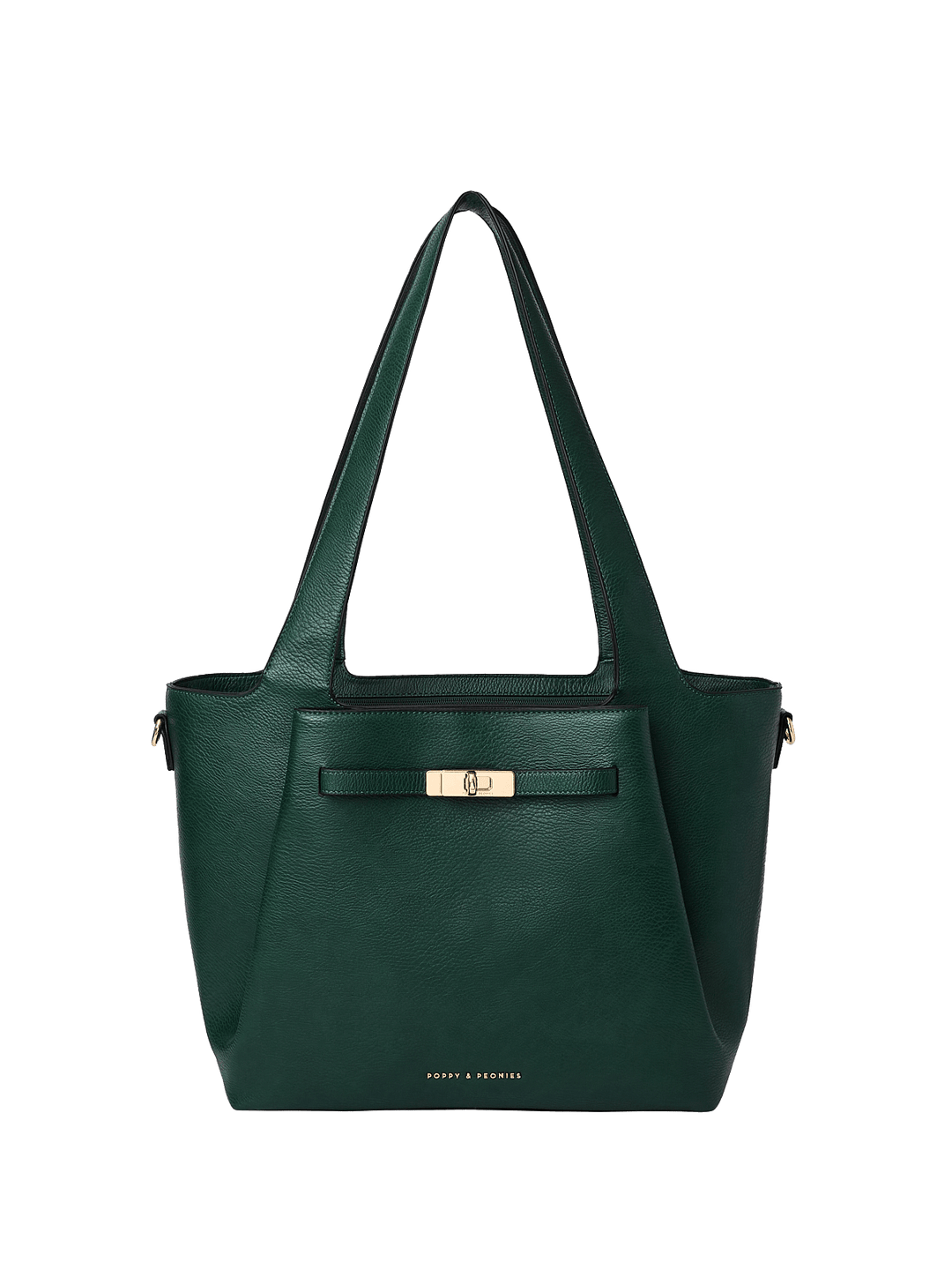 Green handbag with gold hardware