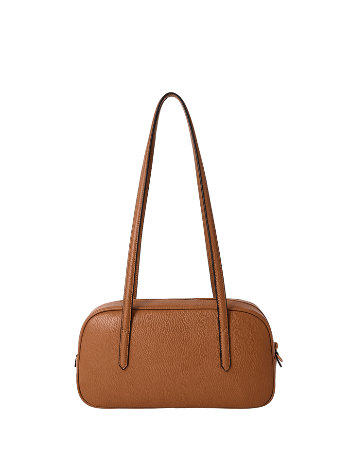 Brown vegan leather shoulder bag