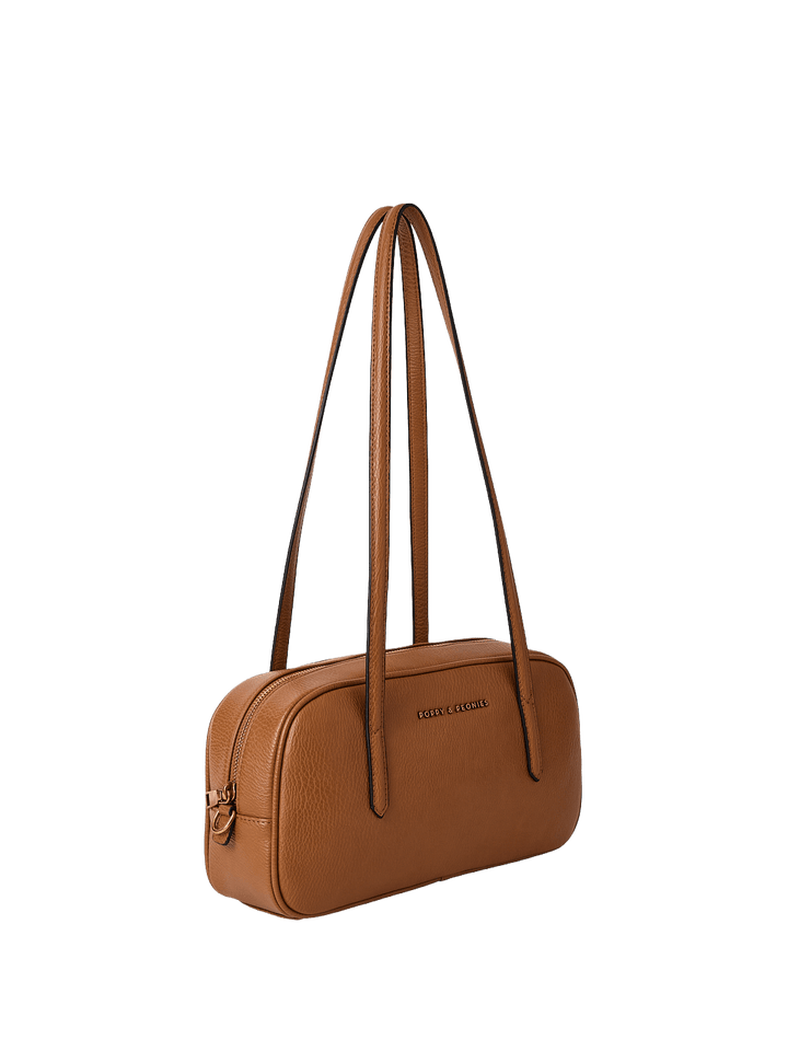 Brown vegan leather shoulder bag