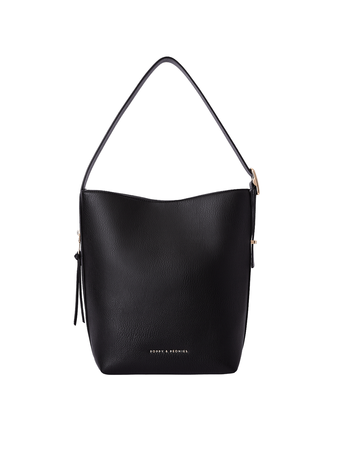 Bucket Bag in Black with adjustable shoulder strap