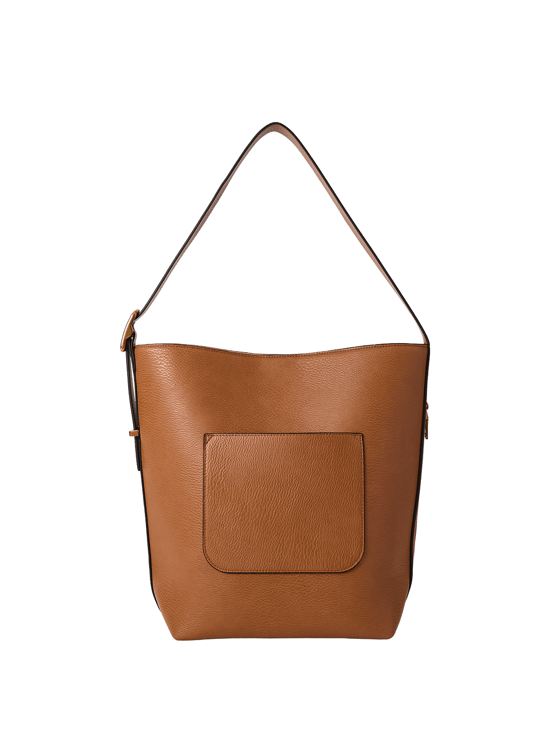 Brown vegan leather bucket bag