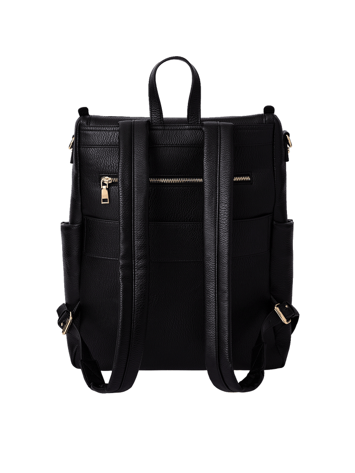 Back view of the Carryall Backpack in Black with padded shoulder straps