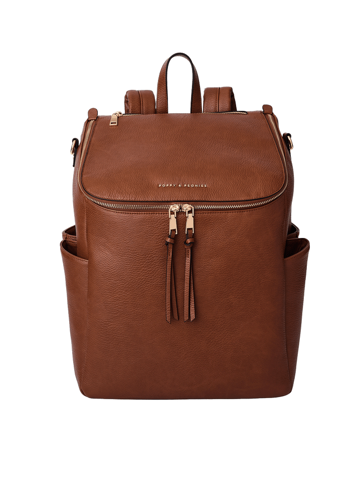 Front view of the Carryall Backpack in Chestnut