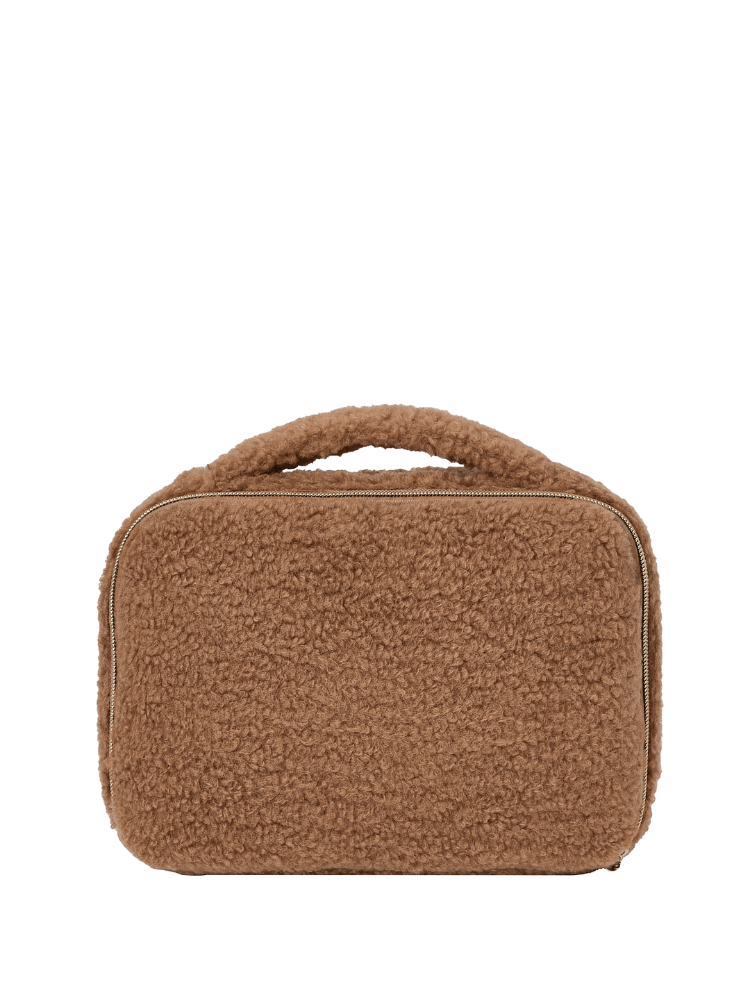 Faux fur cosmetic bag with a handle