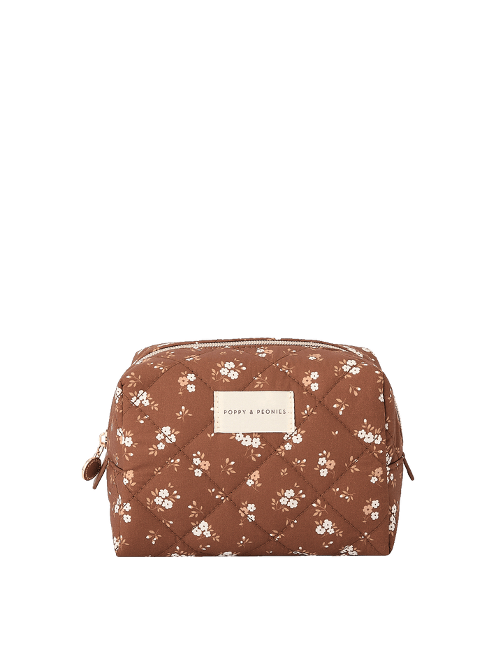 Medium Cosmetic Trio pouch in Brown Patchwork