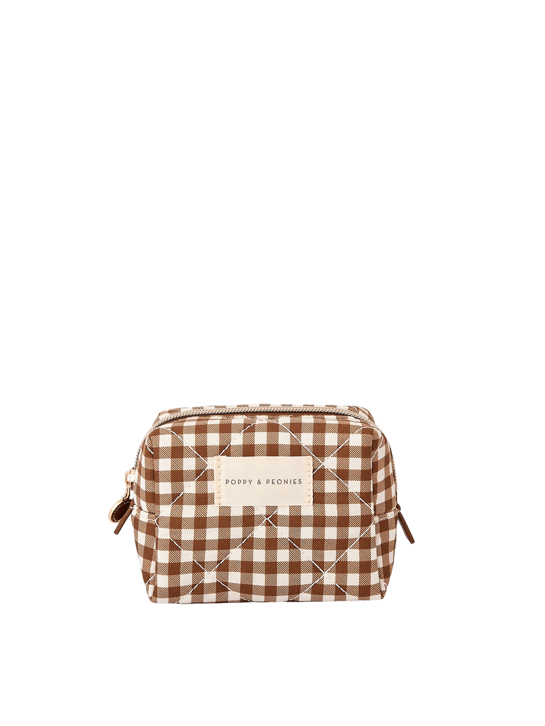 Small Cosmetic Trio pouch in Brown Gingham
