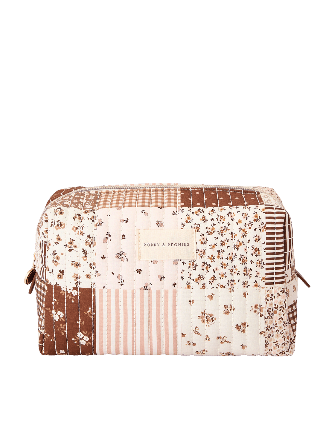 Large Cosmetic Trio pouch in Brown Patchwork