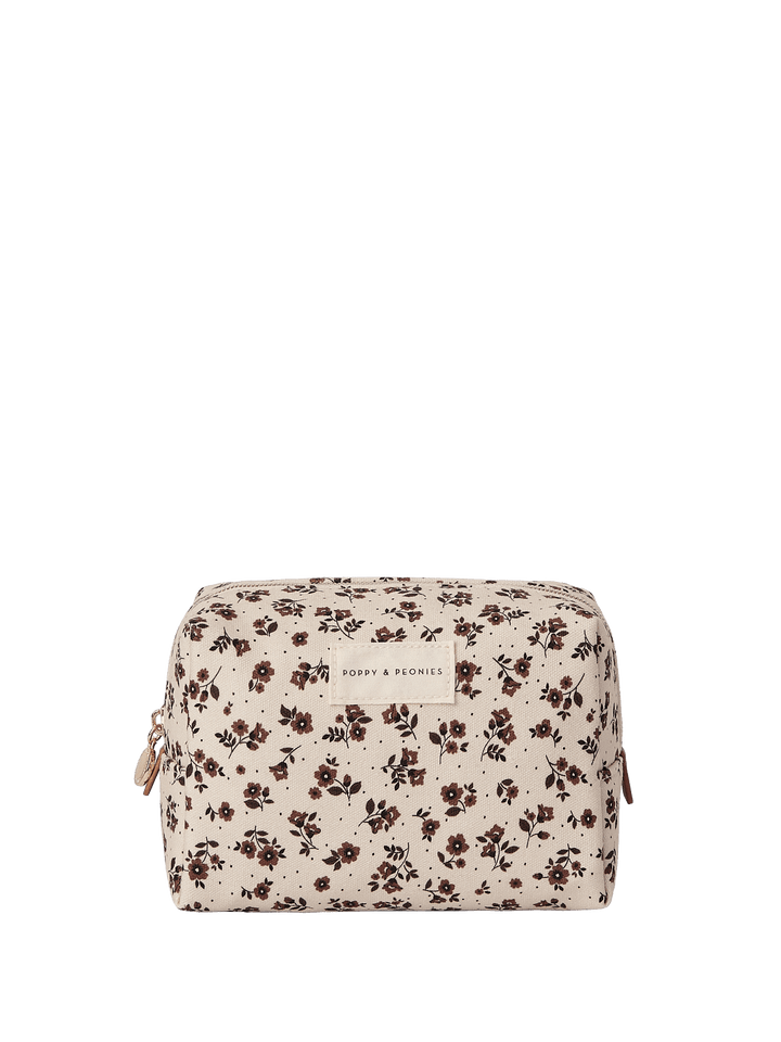 Floral-patterned cosmetic bag