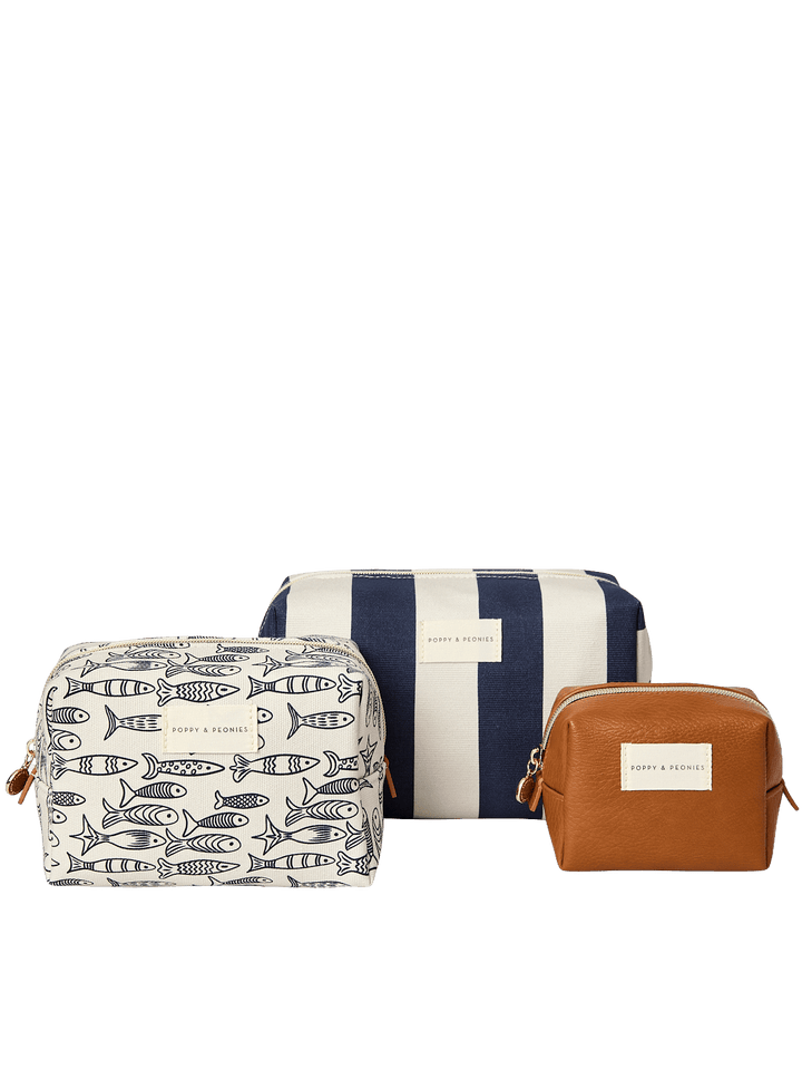 Cosmetic Trio Navy Stripe
